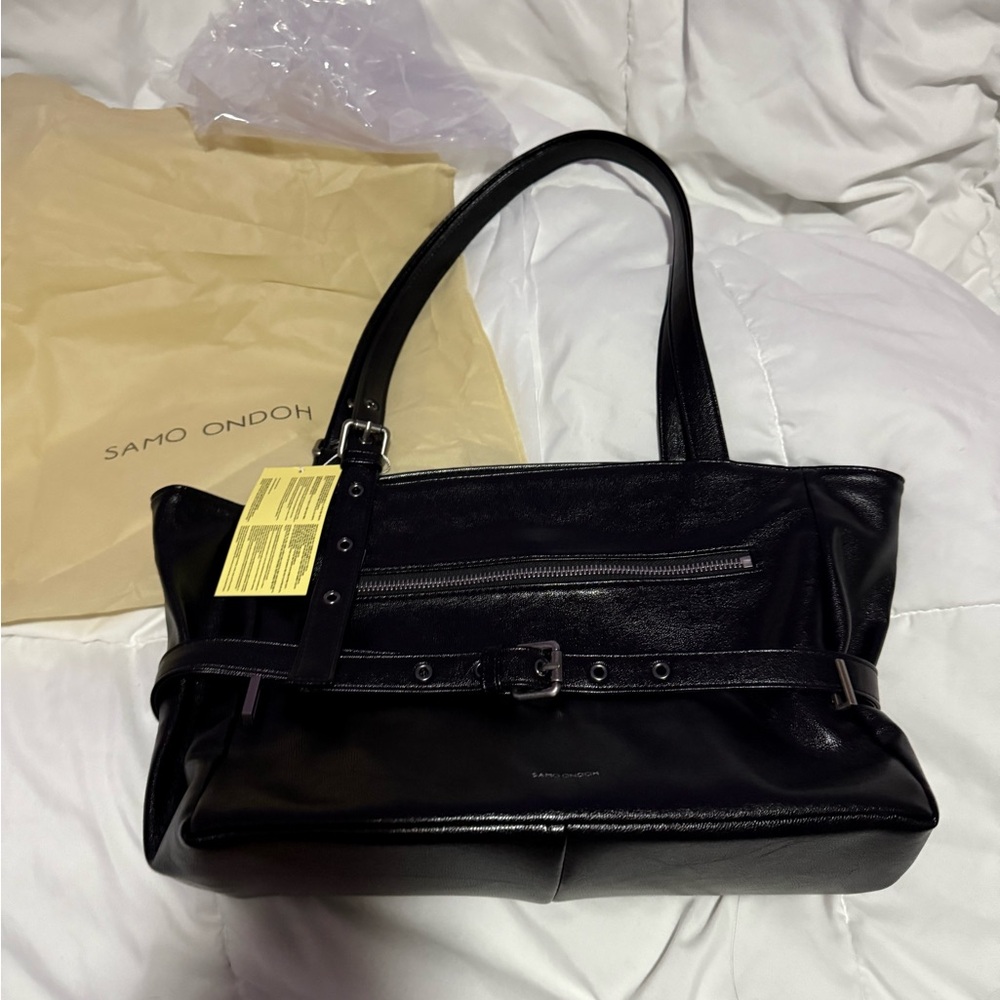 Samo Ondoh Black Leather Tote Bag
